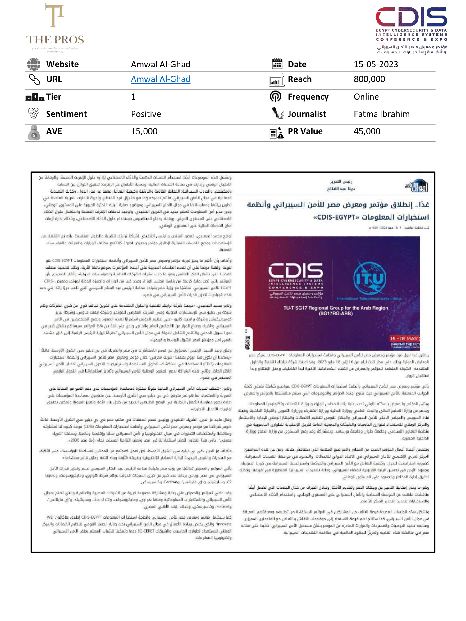 Media Coverage Report