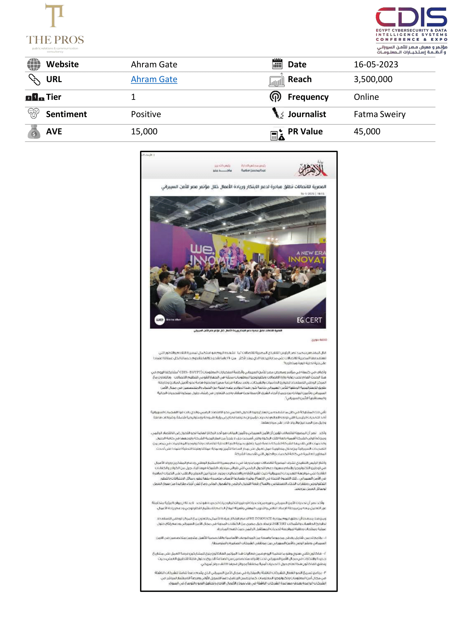 Media Coverage Report