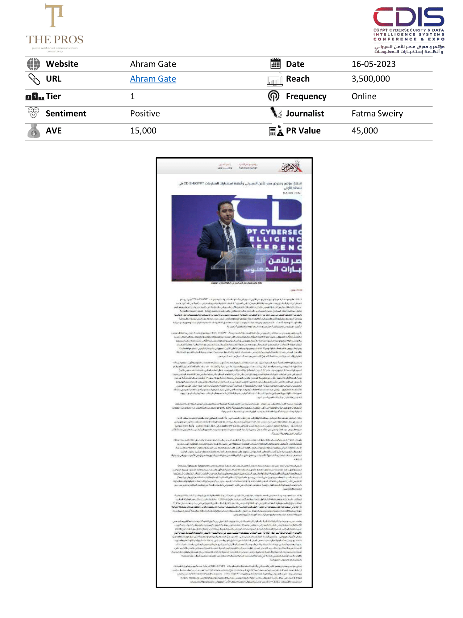 Media Coverage Report